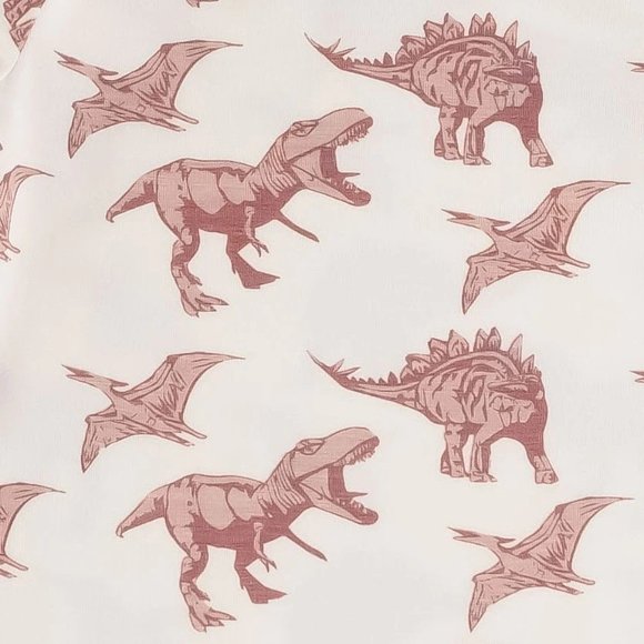 NWT Kate Quinn Pink Dinosaur Peter Pan Collar Bubble Romper Bamboo - Picture 2 of 3